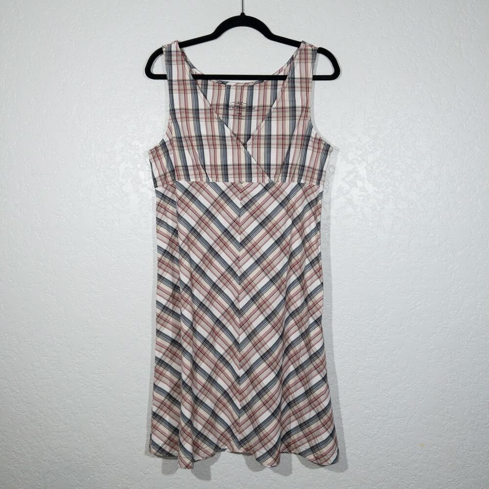L.O.G.G. H&M Tan‎ Red Plaid Cotton Dress Size 12